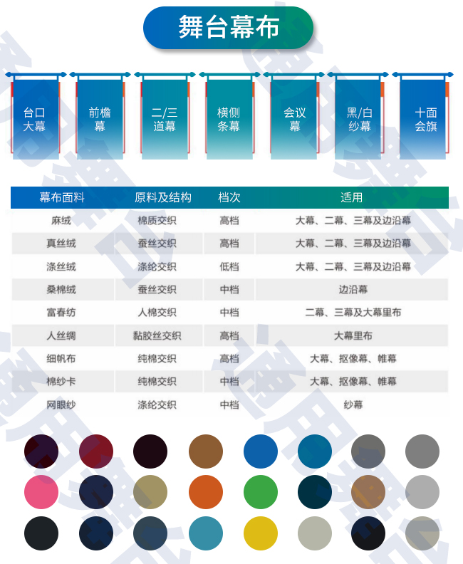 裝飾炫麗舞臺，提升演出效果！通用舞臺教您一圖看懂舞臺阻燃幕布
